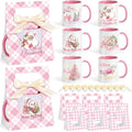 6 Sets Pink Ceramic Christmas Mugs 12 oz Y34986