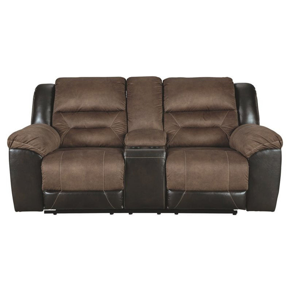 Contemporary Reclining Loveseat with Console in Chestnut I2538