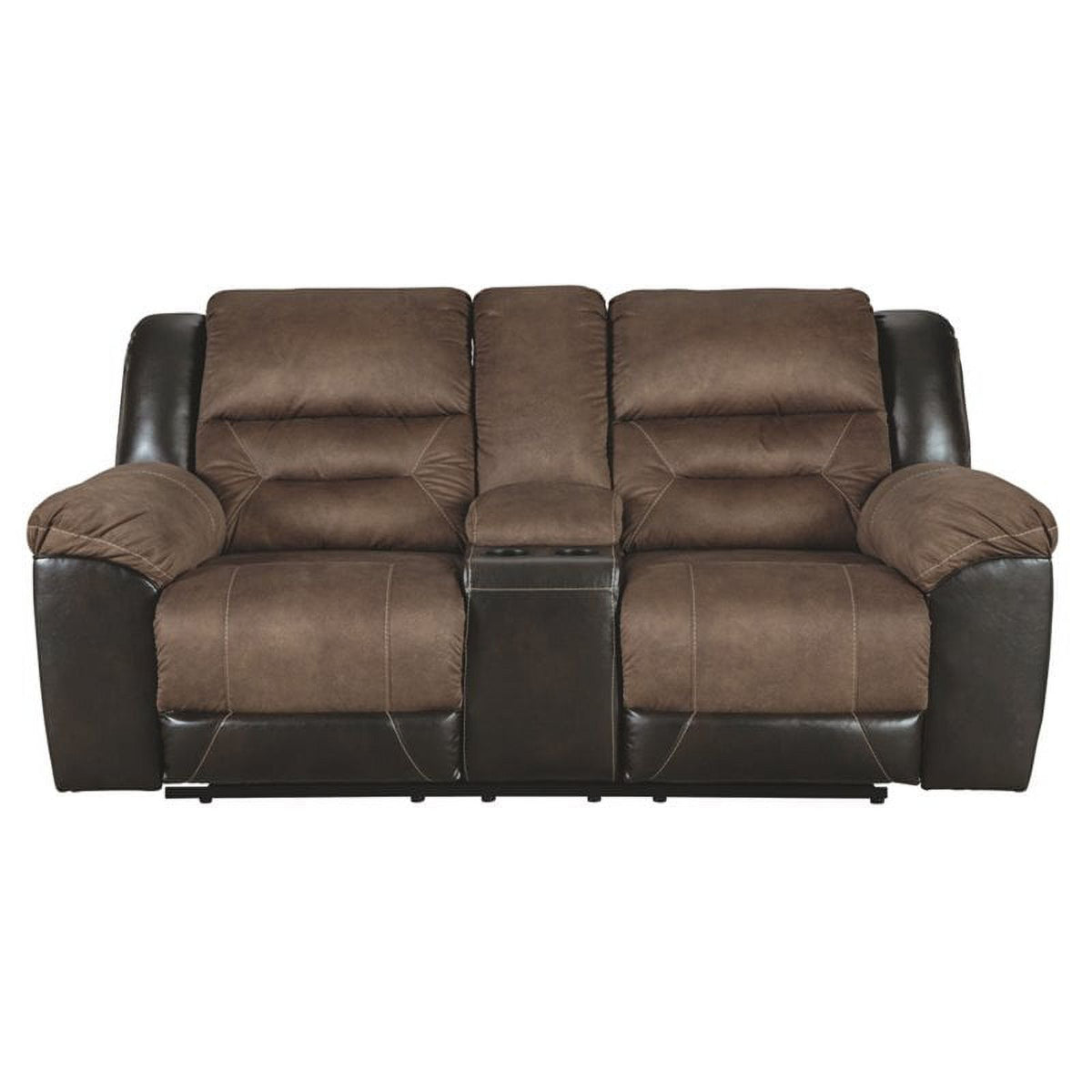 Contemporary Reclining Loveseat with Console in Chestnut I2538