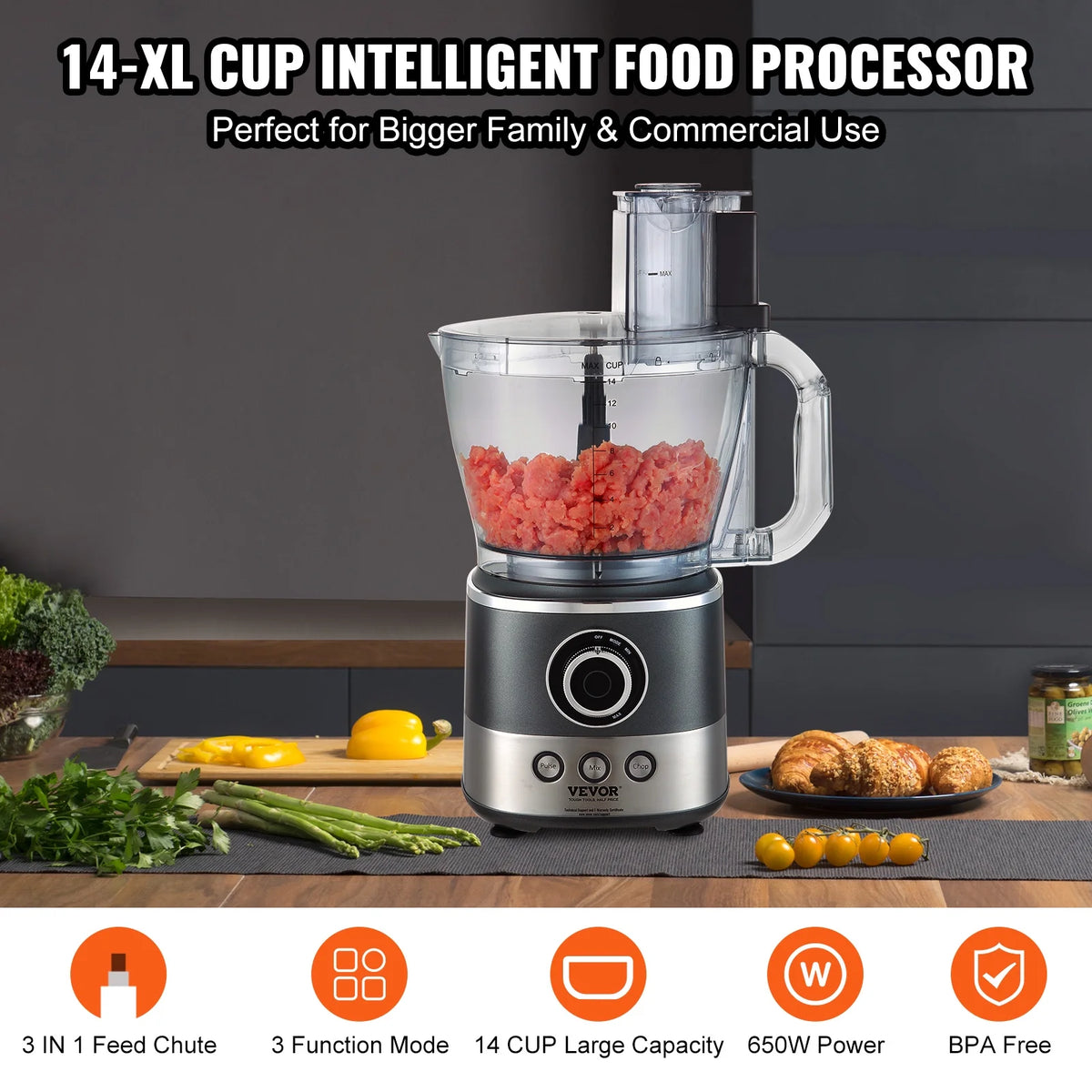 14-Cup 650W Food Processor W496