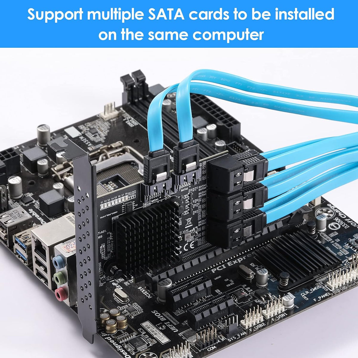 PCIe SATA Card 8 Ports with 8 SATA Cables and Low Profile Bracket I322