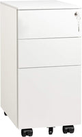 White 3 Drawer Slim File Cabinet with Lock M188378