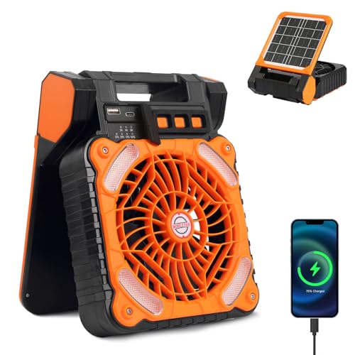 20000mAh Rechargeable Solar Fan with LED Light Q24778