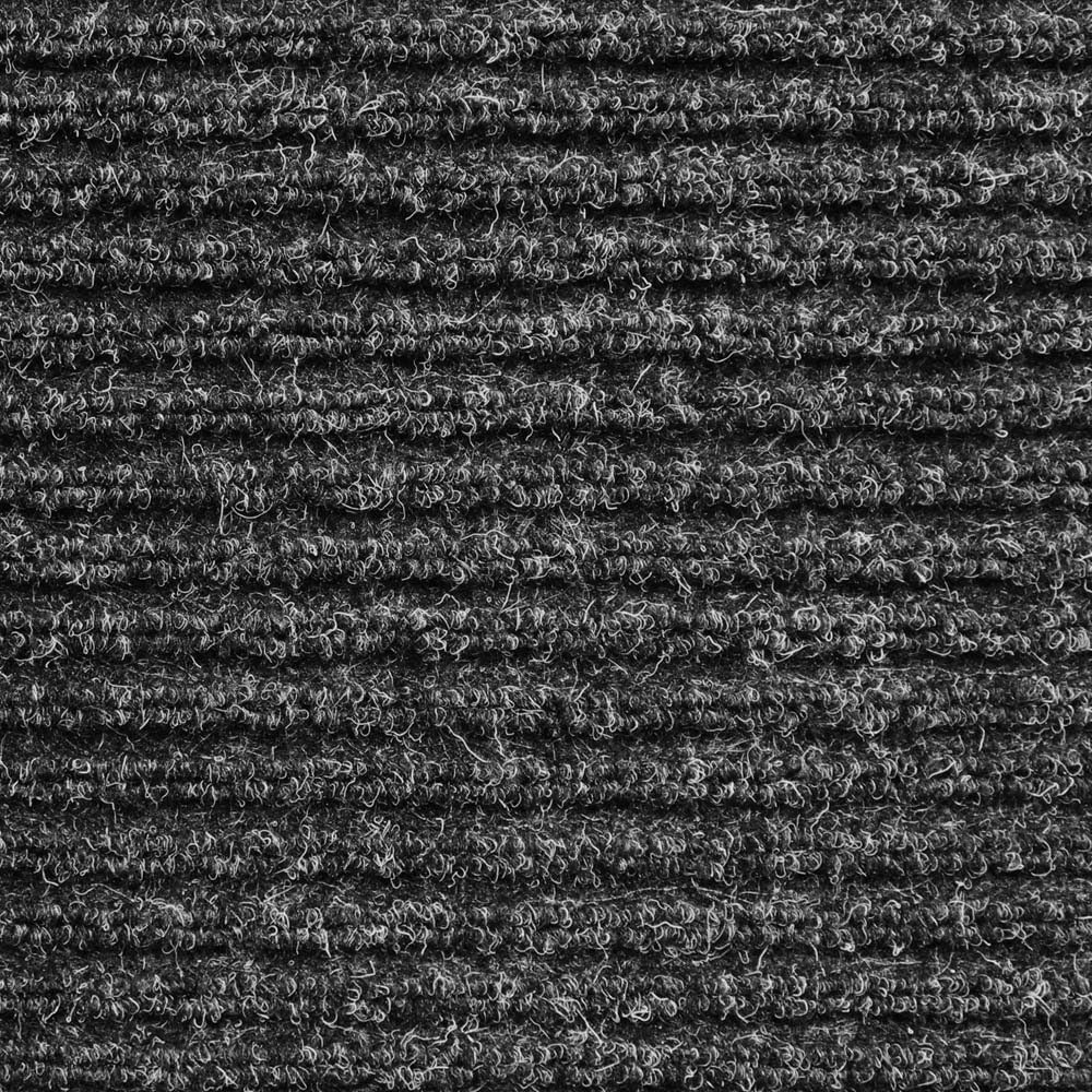 Charcoal Black Ribbed Indoor Outdoor Carpet with Rubber Backing 6 Feet X 15 Feet I62434