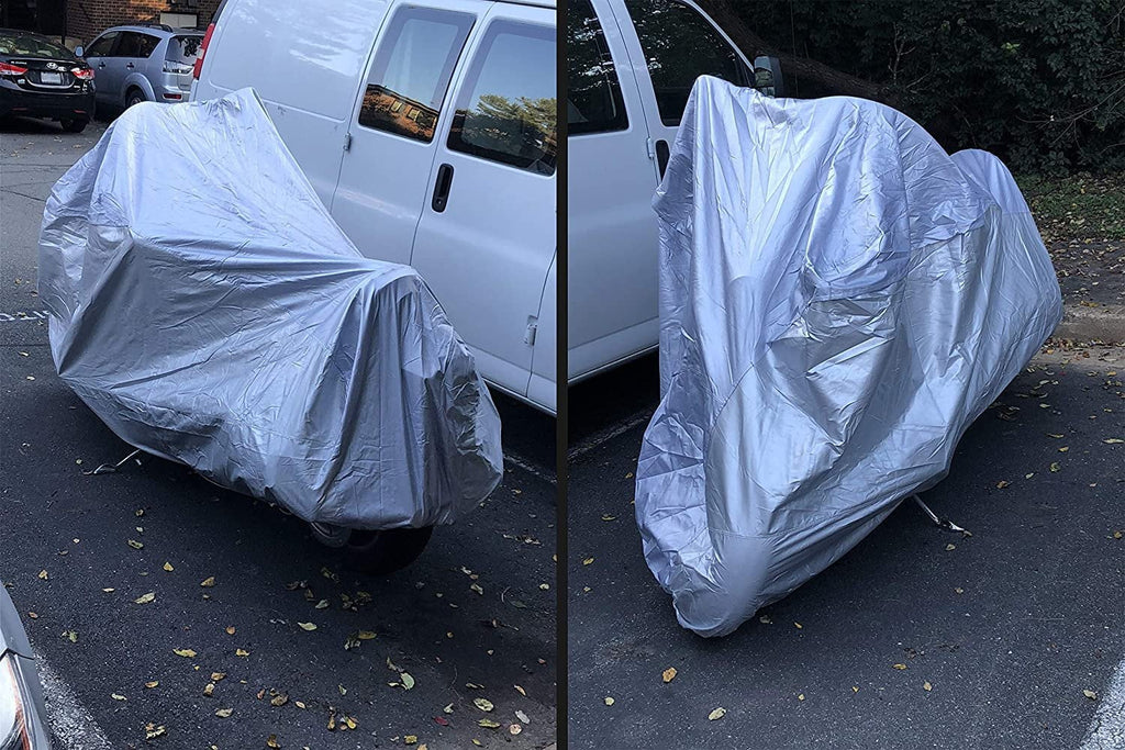 Weatherproof Motorcycle Cover with Securing Straps and Storage Bag D96754