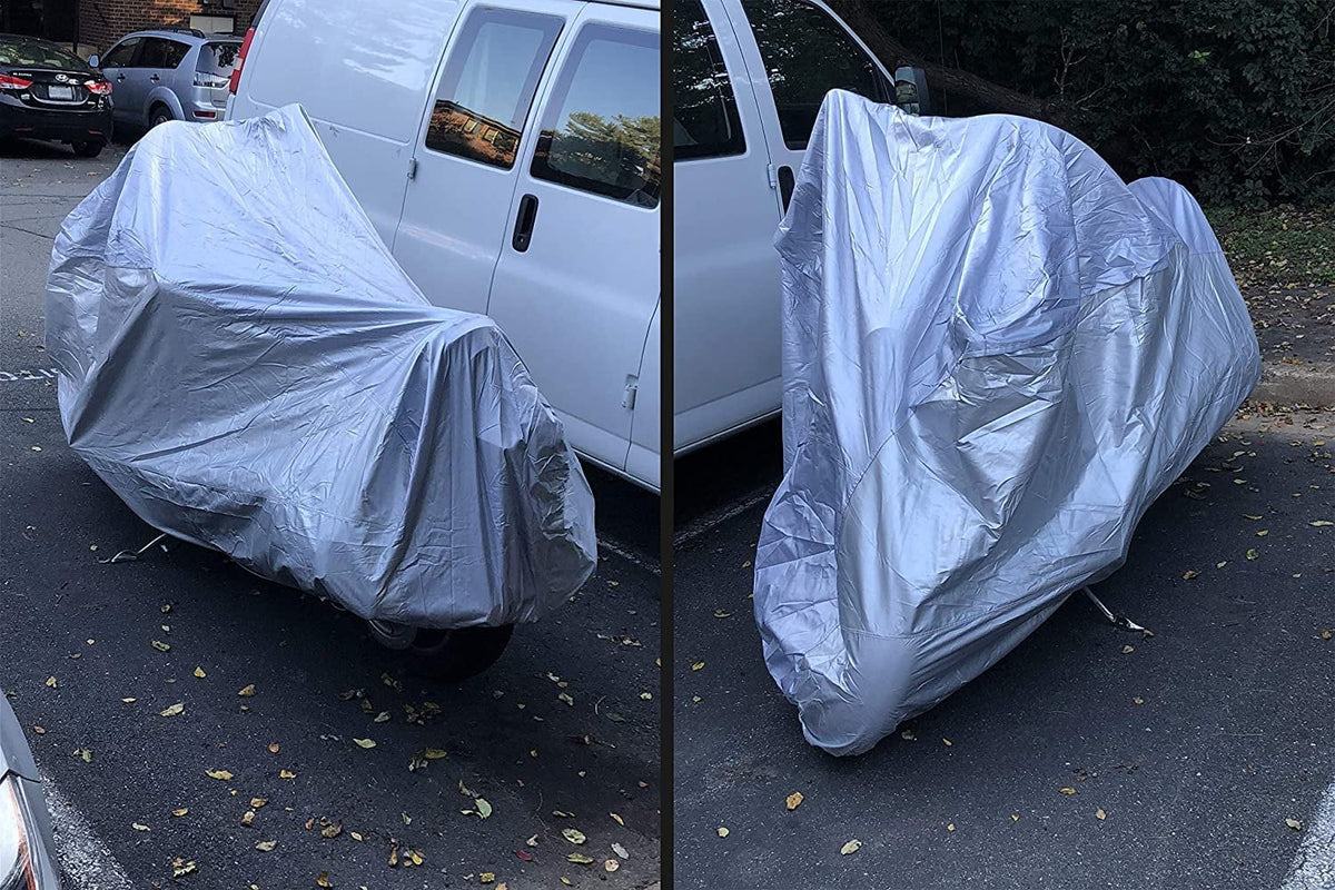 Weatherproof Motorcycle Cover with Securing Straps and Storage Bag D96754