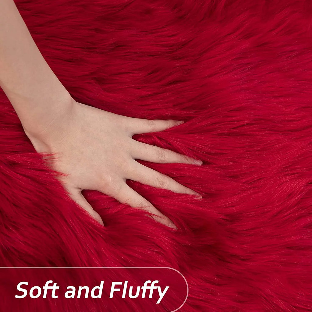 Red 3'x5' Shaggy Area Rug Q957783