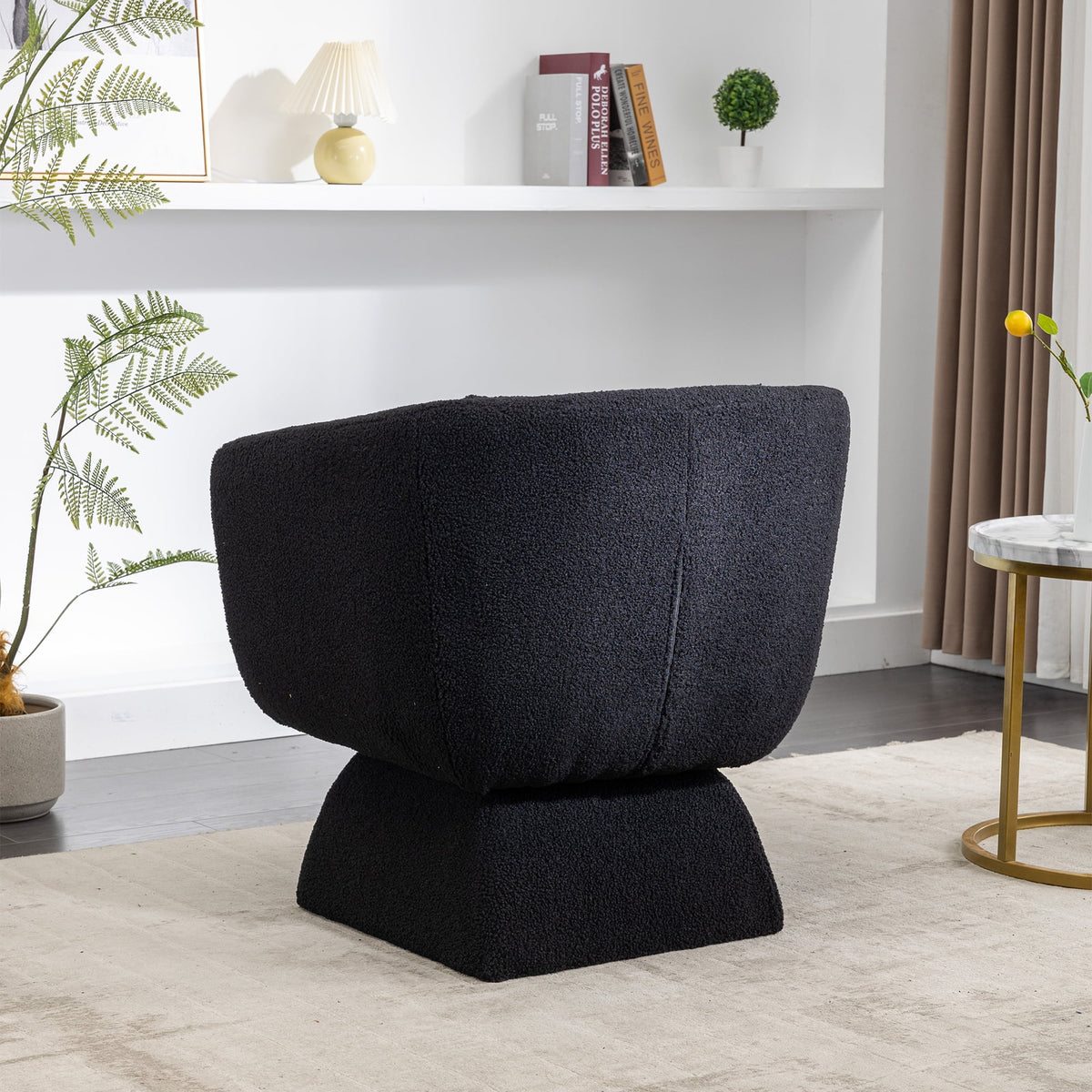 Boucle Swivel Accent Chair with Pillow O785281