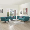 Teal 3 Piece Upholstered Fabric Sofa and Armchair Set U1336