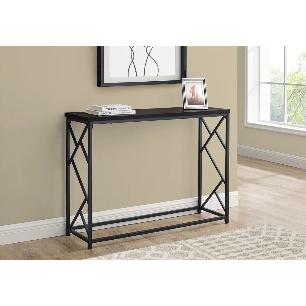 Espresso Brown and Black Rectangular Console Table J10015