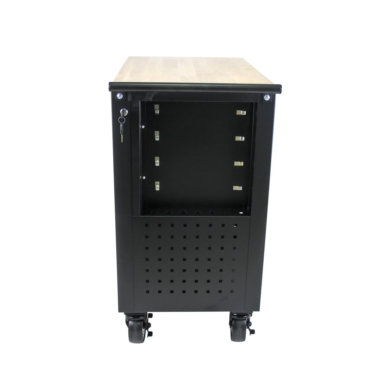 4-Tier Rolling Tool Cart with Cabinet and Wooden Top P7158