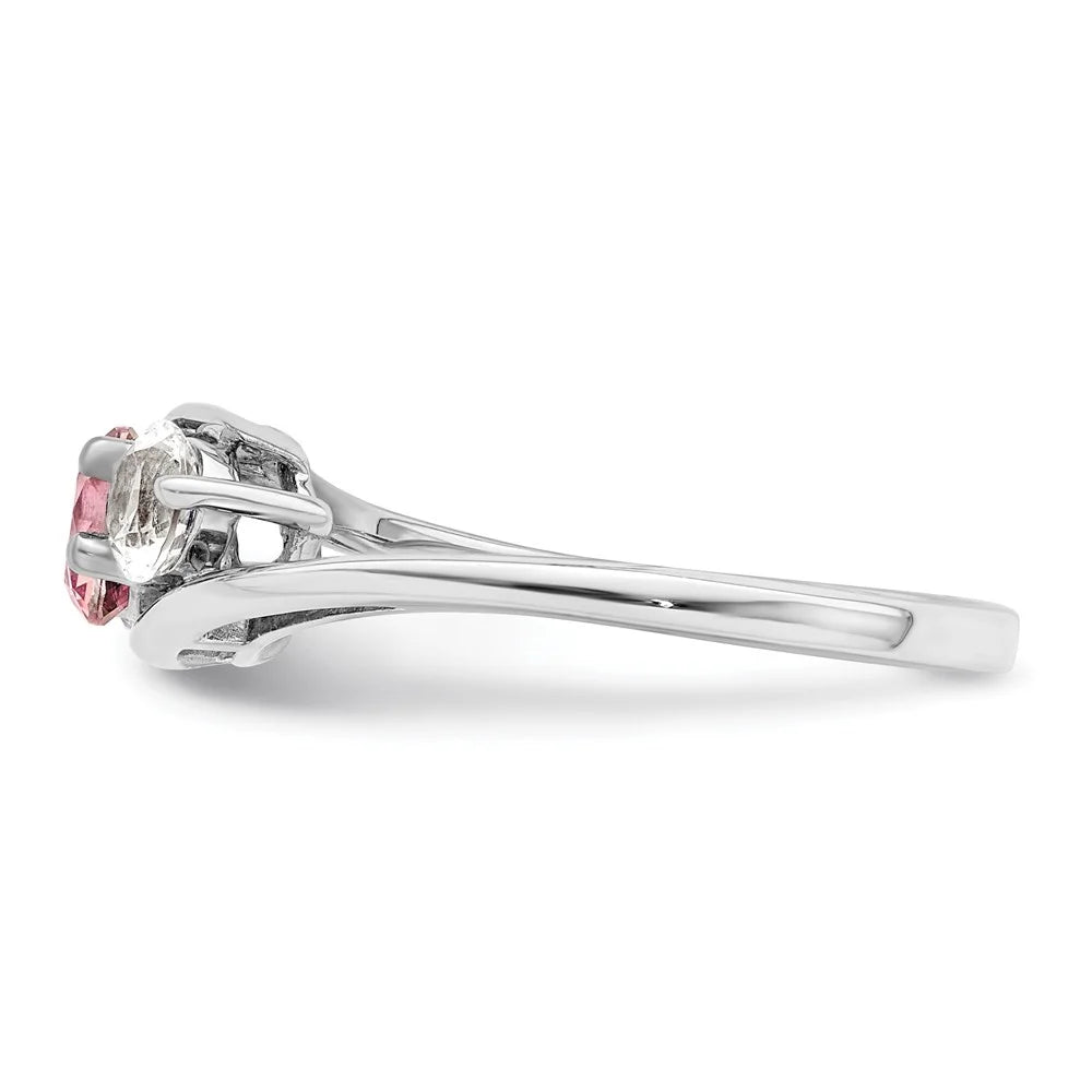 Sterling Silver Rhodium-plated White and Pink Swarovski Topaz Ring Size 7 K608216