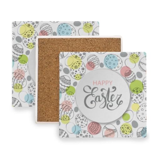 4 Packs Ceramic Stone Coasters with Cork Base B596