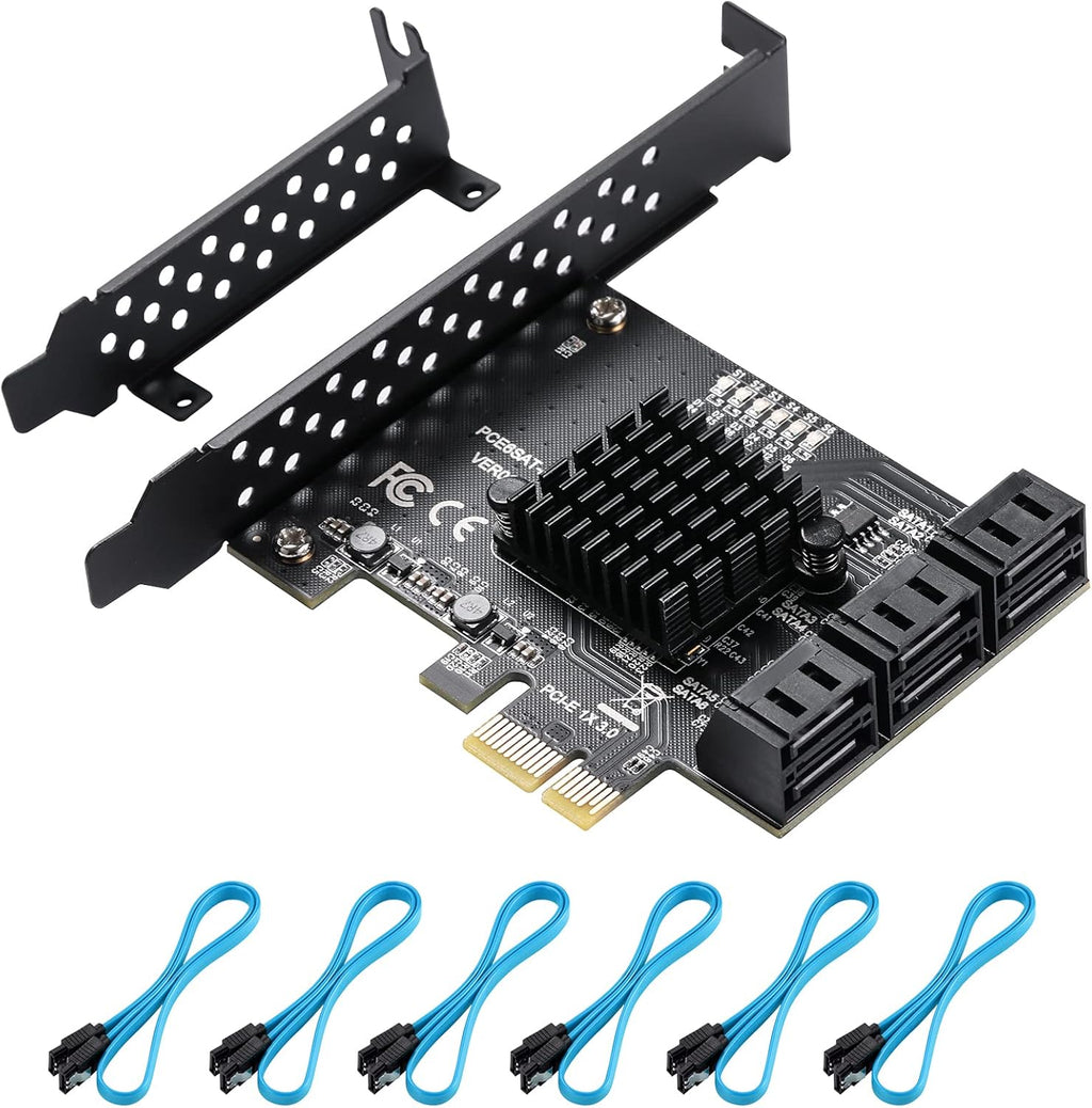 PCIe SATA Card 8 Ports with 8 SATA Cables and Low Profile Bracket I322