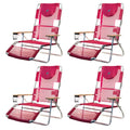 Pink 16" Tall Reclining Beach Chair 4 Pack Y1750