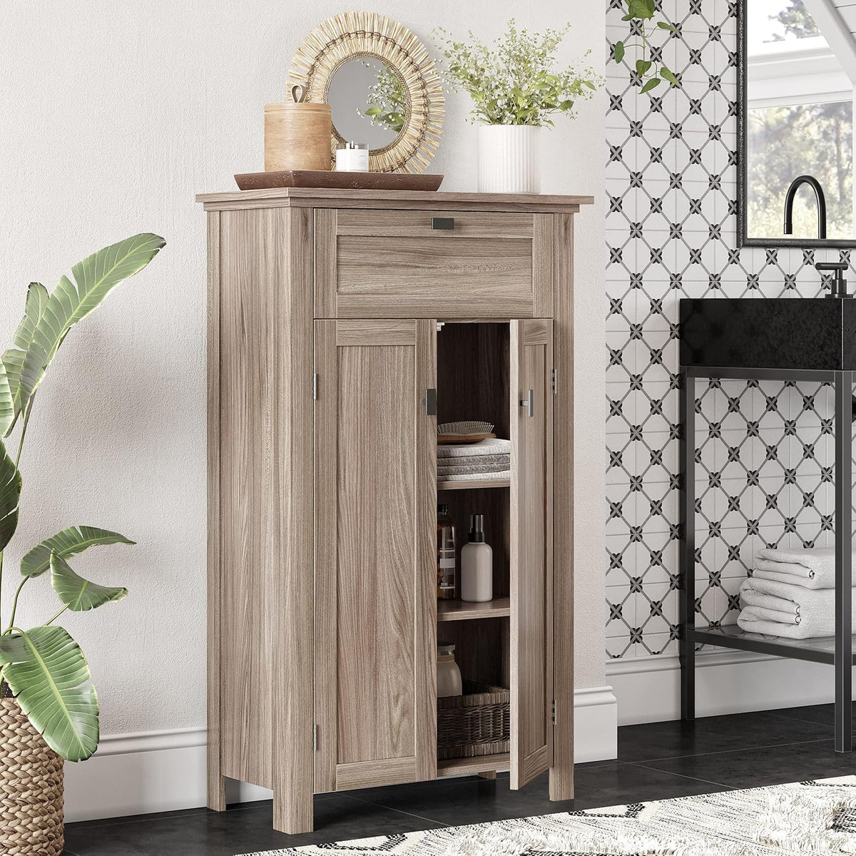 Light Woodgrain Floor Cabinet U9034