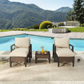 5 Piece Outdoor Wicker Conversation Sofa Set with Cushion and Coffee Table I7118