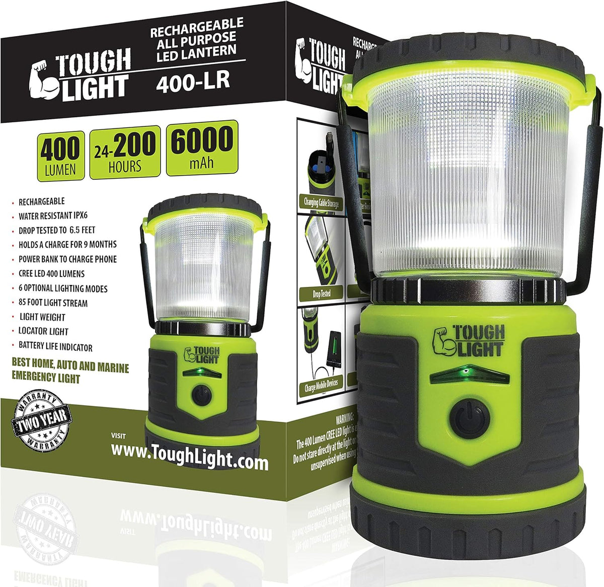 LED Rechargeable Camping and Emergency Lantern with Cell Phone Charger Z598439