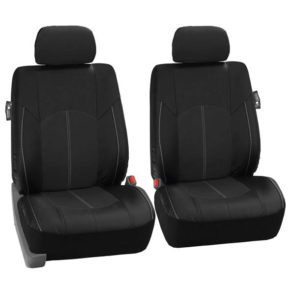 Black Perforated Leatherette Full Set Car Seat Covers O600