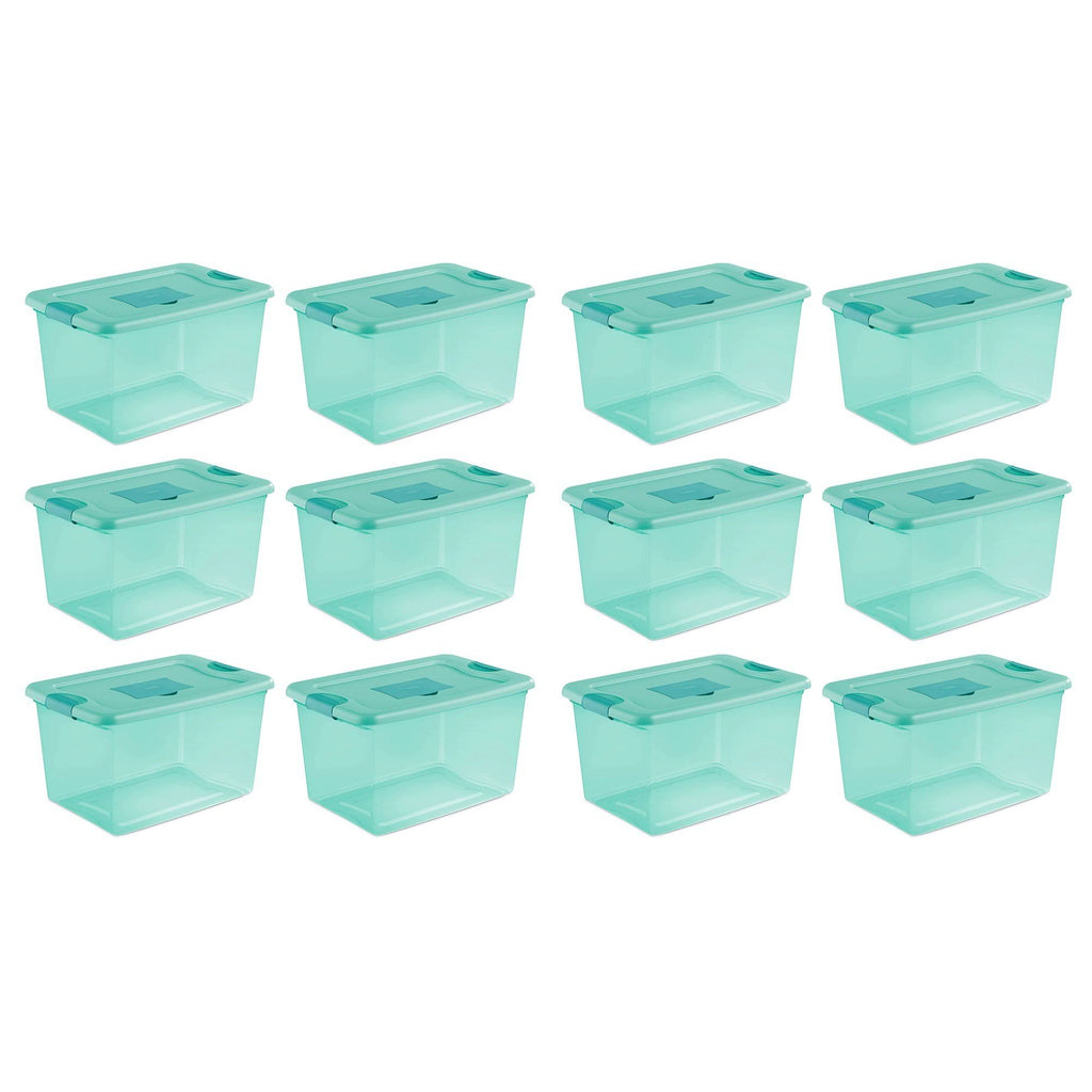 64 Quart Stackable Plastic Storage Box Container 12 Pack A18614