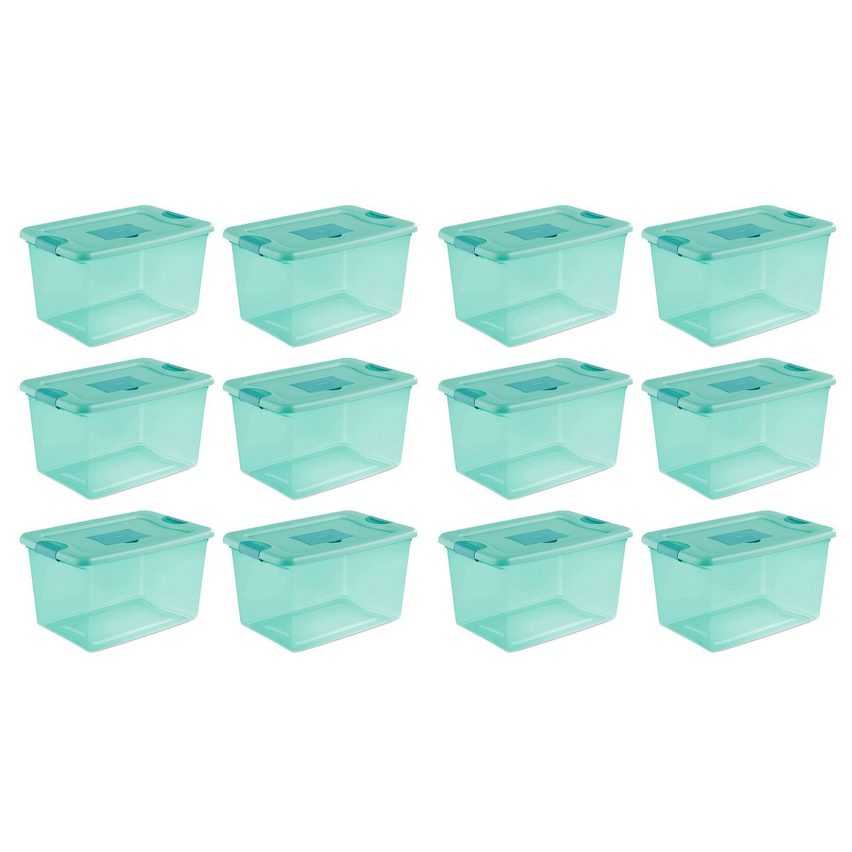 64 Quart Stackable Plastic Storage Box Container 12 Pack A18614