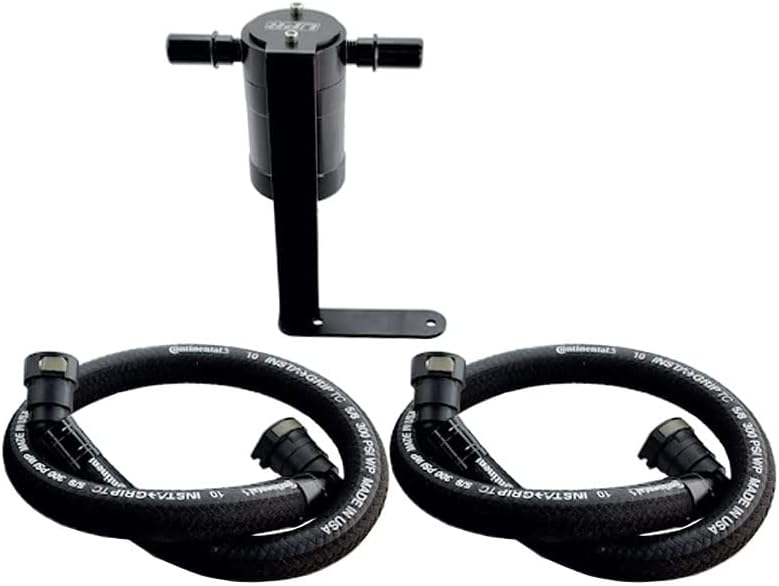 F150 Oil Catch Can Black Aluminum Fittings Braided Hose Kit Y372563