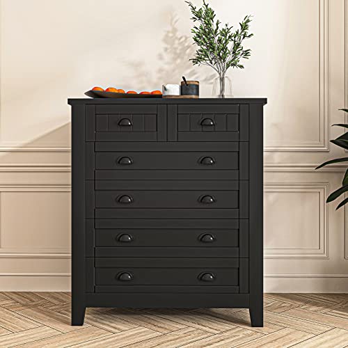 White 6 Drawer Wooden Dresser J421085