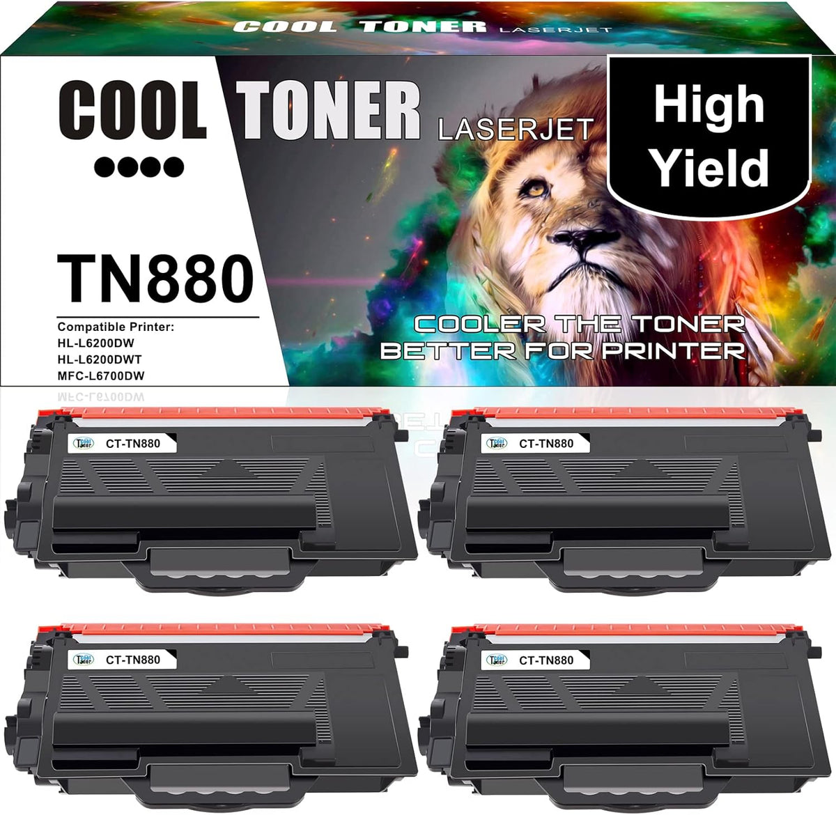 Compatible Toner Cartridge Replacement for Brother TN880 Black Ink 4Pack M149