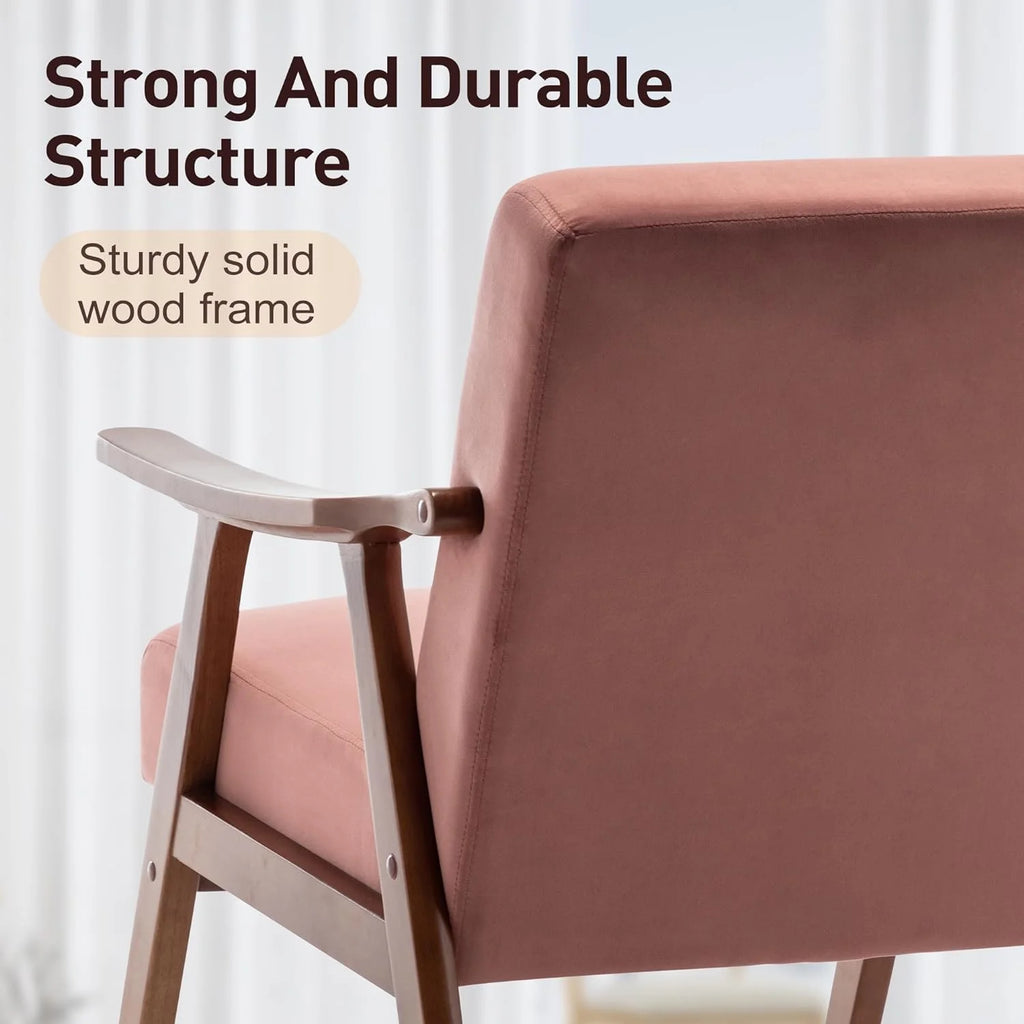 Mid-Century Modern Velvet Accent Chair with Solid Wood Frame Z46266