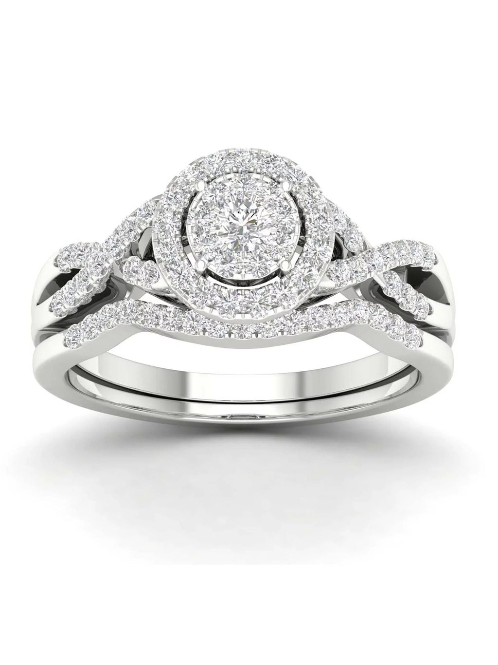 3/8Ct Diamond 10k White Gold Bridal Ring Set X984