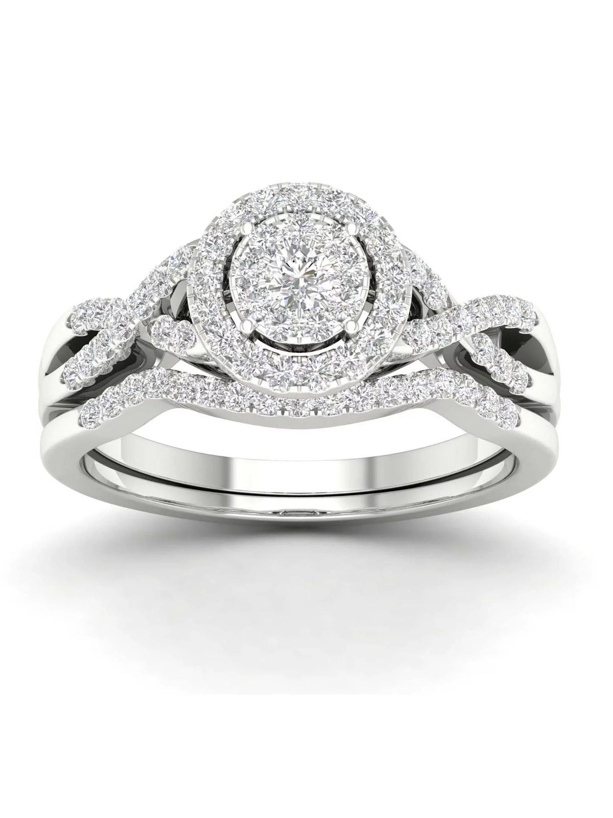 3/8Ct Diamond 10k White Gold Bridal Ring Set X984