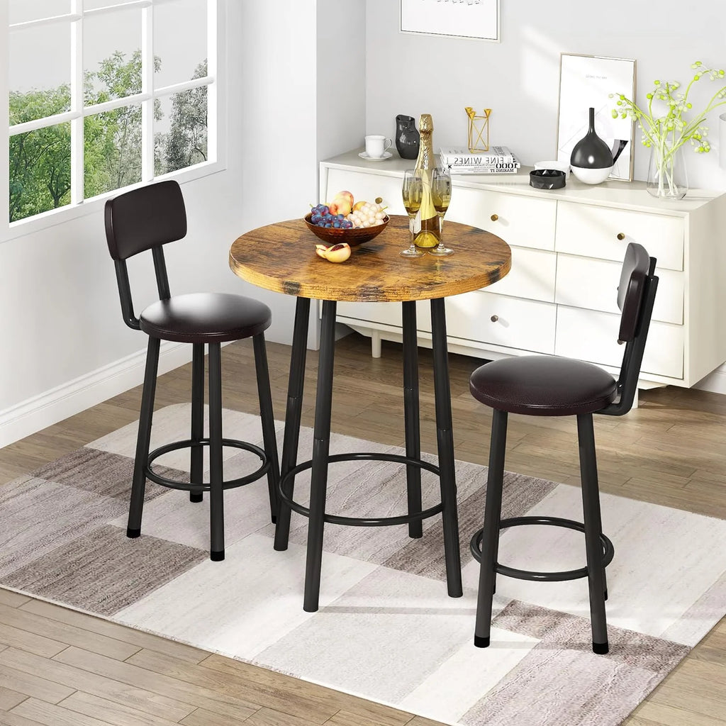 3 Piece Pub Dining Set for 2 Rustic Brown E41136