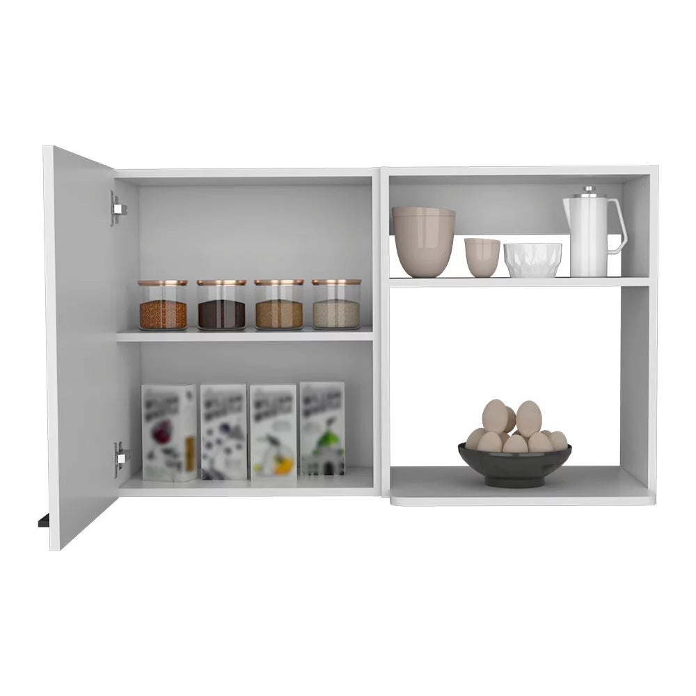 2 Piece Kitchen Set, Wall Cabinet + Utility Sink, White Finish N73422