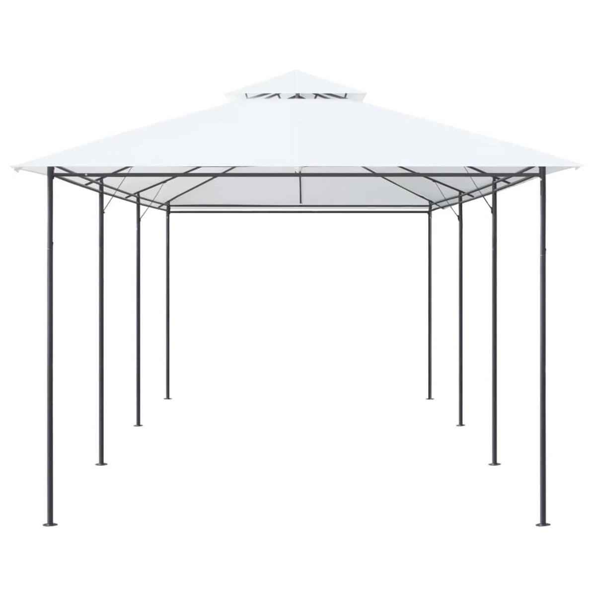 White Steel Frame Party Tent Gazebo Canopy Sun Shade Shelter 236.2 x 117.3 x 106.3 Inches R7866