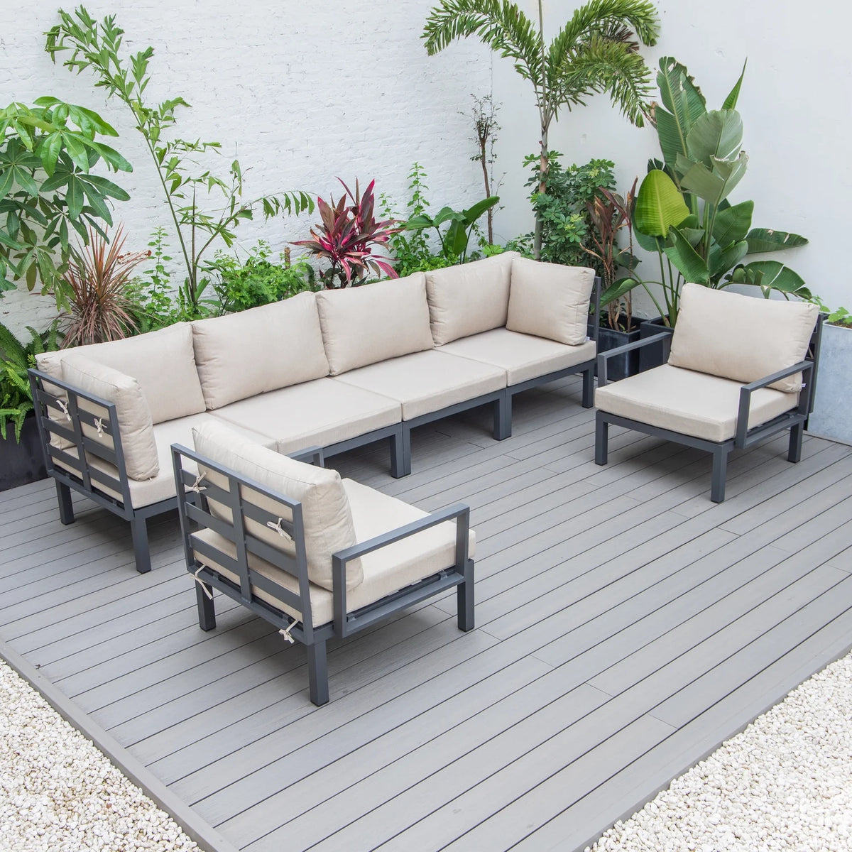 6-Piece Aluminum Patio Conversation Set With Cushions M45789