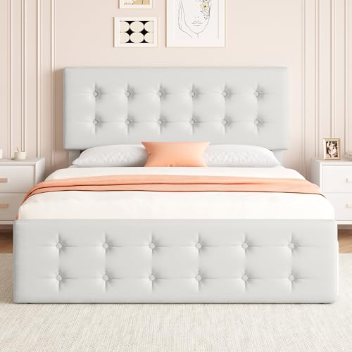 Black Queen Size Faux Leather Upholstered Platform Bed Frame with 4 Storage Drawers and Headboard C4351
