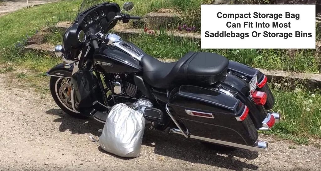 Weatherproof Motorcycle Cover with Securing Straps and Storage Bag D96754