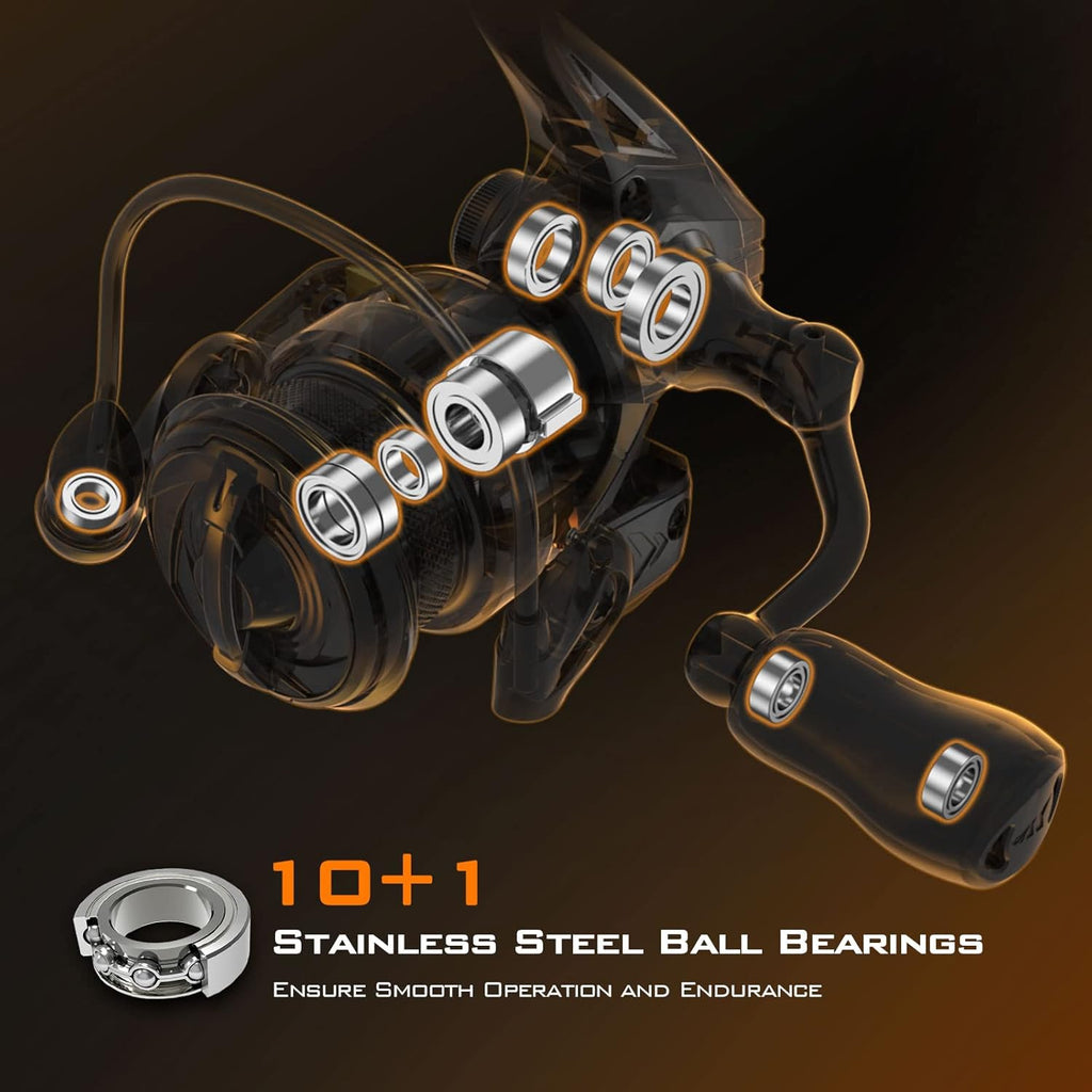1000 SFS Carbon Body Lightweight 4.6 Oz Full Carbon Fiber Frame 10+1 Stainless-Steel Ball Bearings 6.2:1 Gear Ratio Spinning and Ice Fishing Reel I410721
