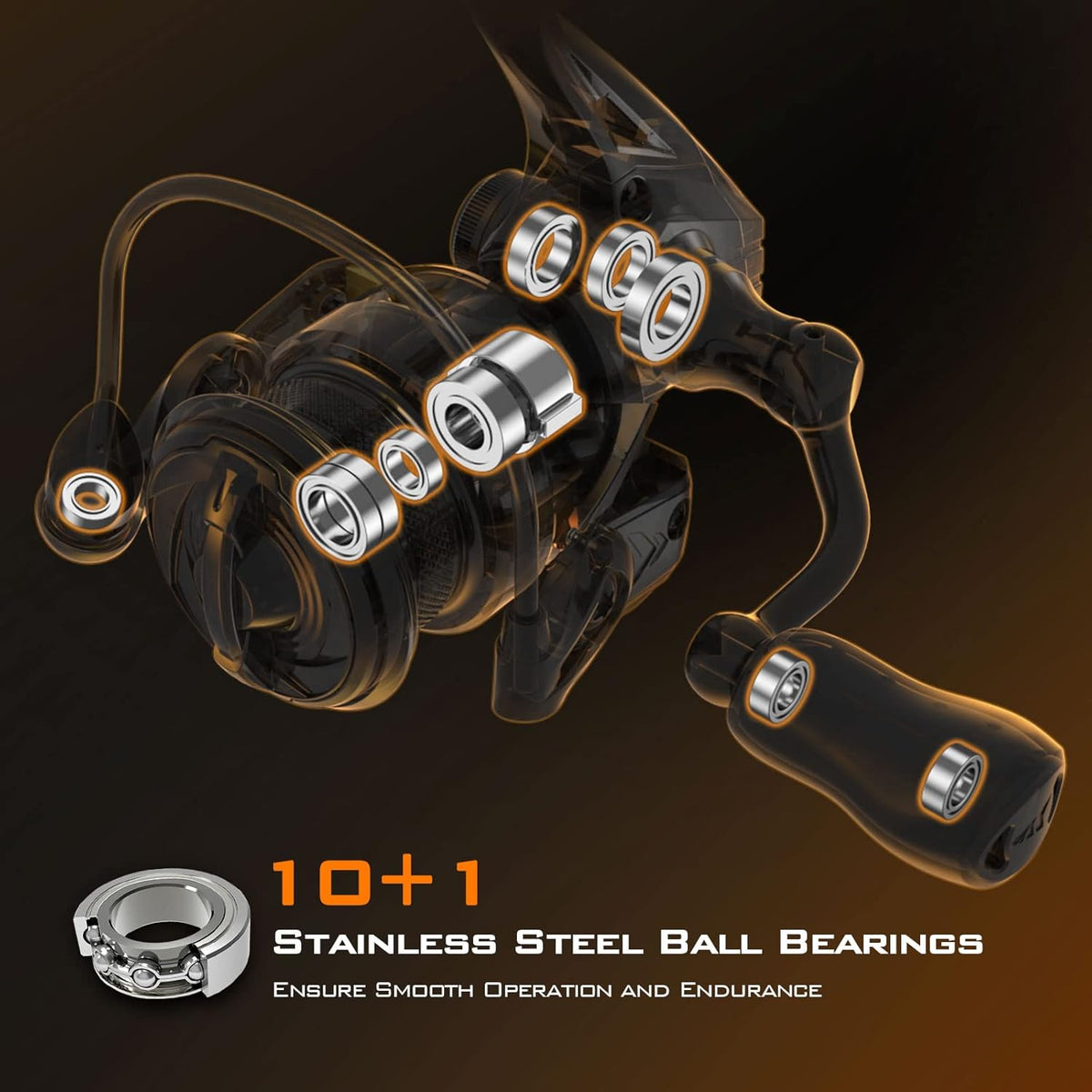1000 SFS Carbon Body Lightweight 4.6 Oz Full Carbon Fiber Frame 10+1 Stainless-Steel Ball Bearings 6.2:1 Gear Ratio Spinning and Ice Fishing Reel I410721