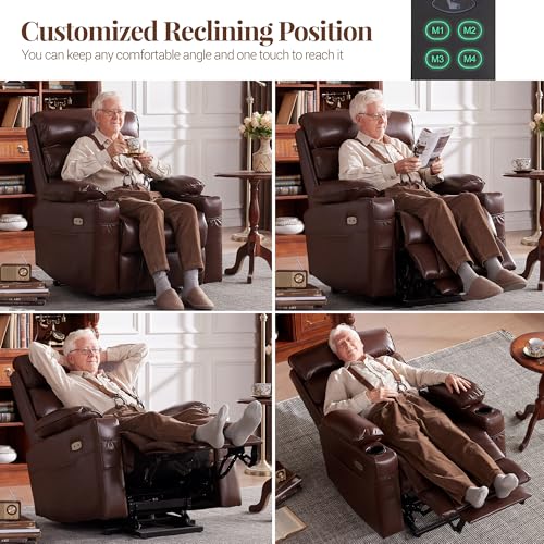 Brown Dual Motor Power Lift Recliner Chair with Heat & Massage H7113