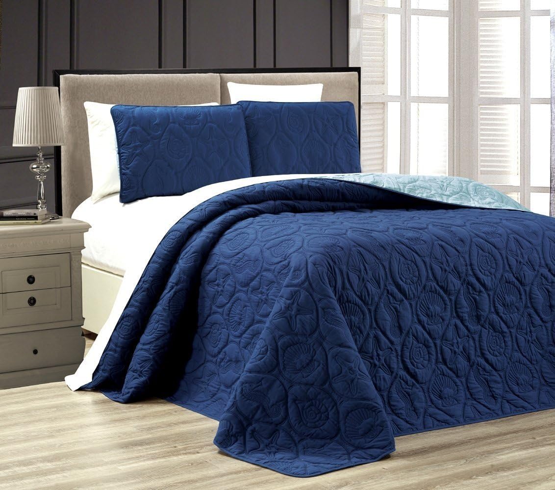 Dark Purple Light Purple Reversible Queen Full Bedspread Coverlet Set R288347