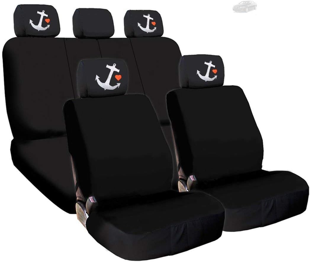 Black Flat Cloth Universal Fit Car Seat Covers with Headrest Covers F505