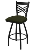 Swivel Bar Stool with Black Wrinkle Finish and Canter Pine Seat A76238