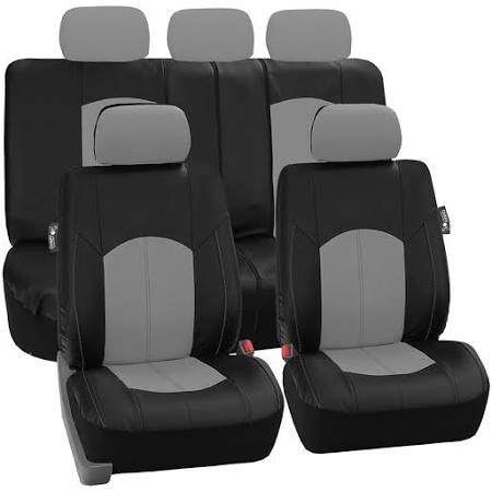 Black Perforated Leatherette Full Set Car Seat Covers O600