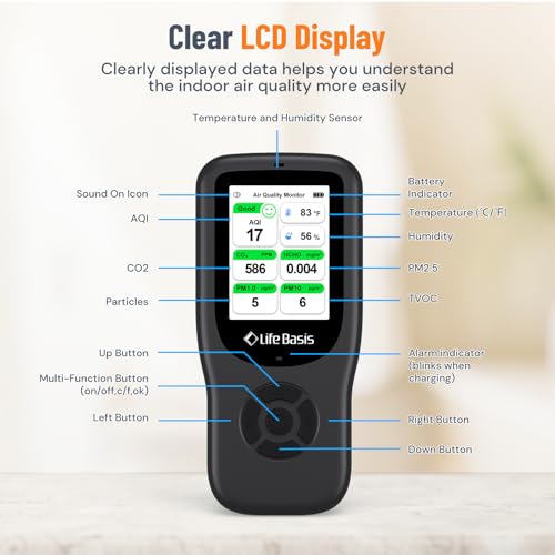 11-in-1 Air Quality Monitor with Stand - Black F407
