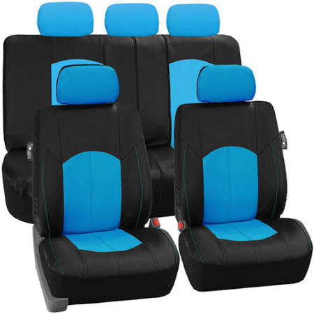 Black Perforated Leatherette Full Set Car Seat Covers O600