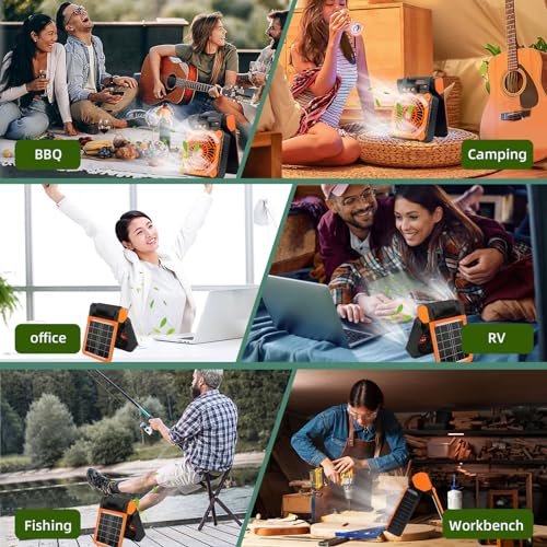 20000mAh Rechargeable Solar Fan with LED Light Q24778