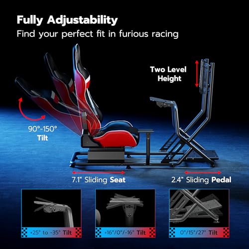 Racing Simulator Cockpit with Monitor Mount and Seat Y5437