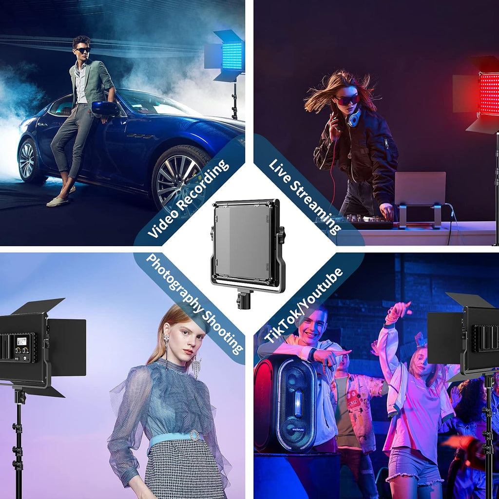 RGB LED Video Lighting Kit, 2 Packs Dimmable 552PCS LED Studio Lighting G1751