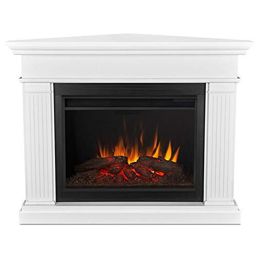 White Corner Electric Fireplace Mantel Heater with Remote Control P437704